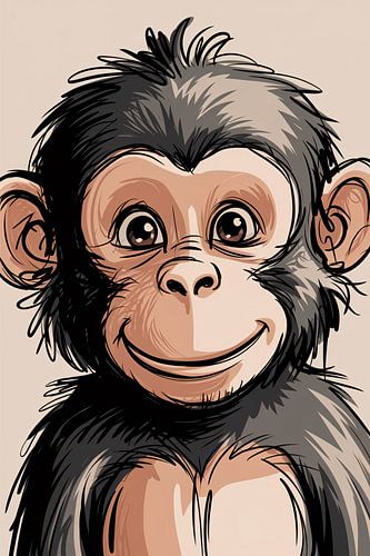 Schattige glimlachende aap illustratie