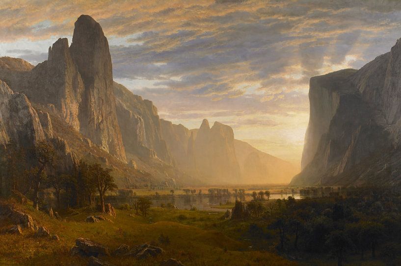 Regardant la vallée de Yosemite, Albert Bierstadt par Het Archief
