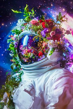 Astronaut with a wreath of flowers in space by Poster Art Shop