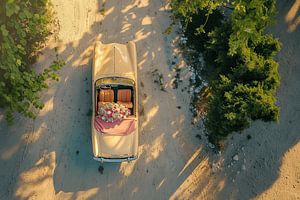 Drohnenblick auf eine Hochzeit - Cadillac in höheren Sphären