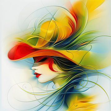 Femme élégante avec chapeau - 1 | Abstrait sur Karina Brouwer