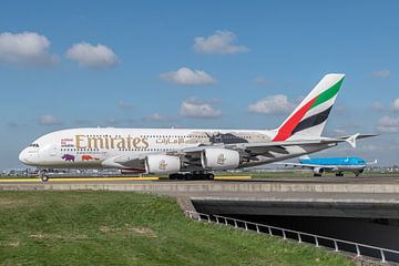 Airbus A380 van Emirates (A6-EDG) voorzien van stickers met als thema United for Wildlife. van Jaap van den Berg