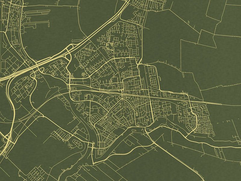 Map of Gouda in Green Gold by De Kaartenwinkel