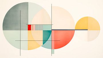 Geometrisch modern abstracte kunst met pastel kleurige cirkels van Vlindertuin Art
