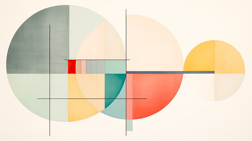 Geometrisch modern abstracte kunst met pastel kleurige cirkels van Vlindertuin-Art