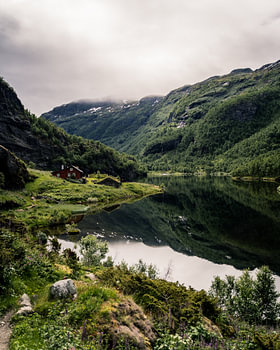 House at lake in Norway