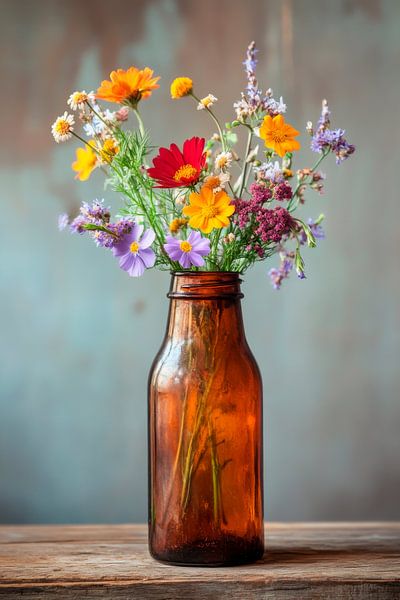 Kleurrijke bloemenvazen van Poster Art Shop