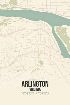 Carte ancienne d'Arlington (Virginie), États-Unis. sur Rezona