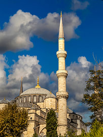 Minaret of the Blue Mosque in Istanbul