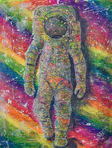 Astronaut in het Universum van Kleuren van Suzette Bakker