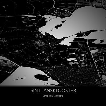 Carte en noir et blanc de Sint Jansklooster, Overijssel. sur Rezona