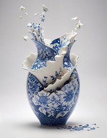 a delft blue vase in shards . by J.a Dijkstra