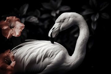 Flamingo mit Blume von Uncoloredx12