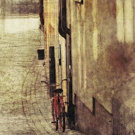 Stokholm, street with red bicycle by Joost Hogervorst