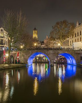 Domtoren, Bakkerbrug en Oudegracht in Utrecht in de avond - 2 von Tux Photography