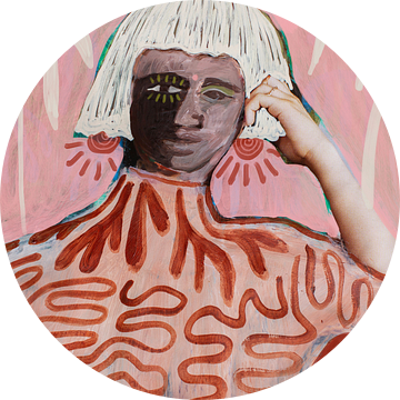 Zazah modern portret met roze van Studio Gjil