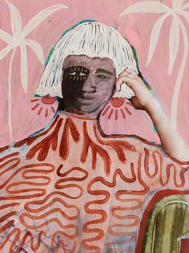 Zazah portret met roze van Studio Gjil