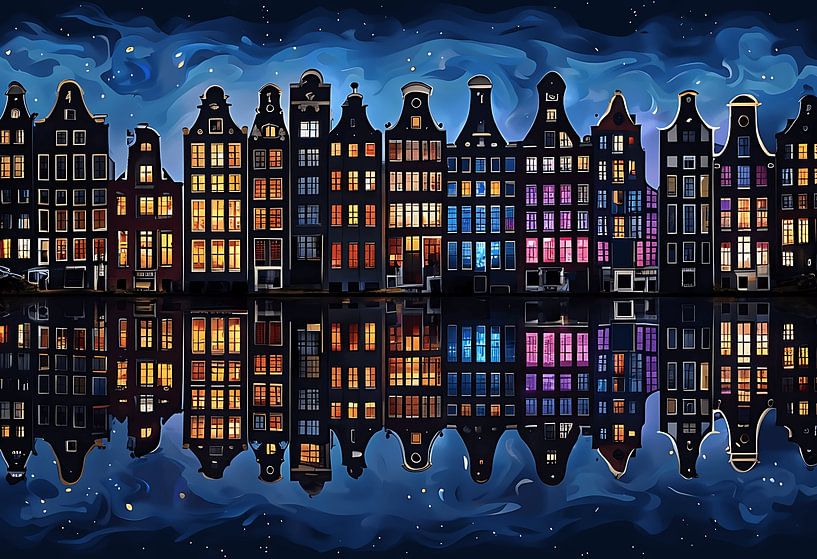 The Cozy Glow A Painterly Night in a European City by Abdelaziz Elachaary