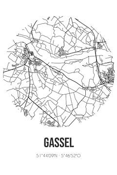 Gassel (Nordbrabant) | Karte | Schwarz und Weiß von Rezona