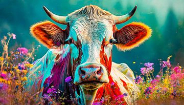 Peinture artistique avec une vache sur Mustafa Kurnaz