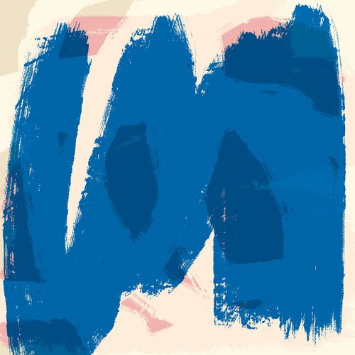 Dromerig landschap in pastelkleuren. Moderne abstracte kunst in blauw en roze