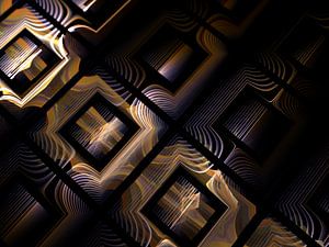 Geometrische golven in goud en violet