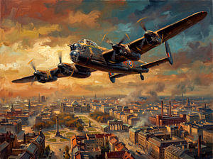 Lancaster über dem brennenden Berlin