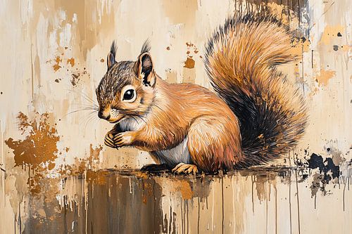 Eekhoorn schilderij met verfspatten