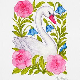 Grace Among Flowers — Original Watercolor Painting by Piret Victoria Ribas Art & Photography