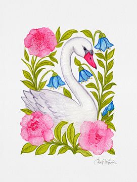 Grace Among Flowers — Original Watercolor Painting