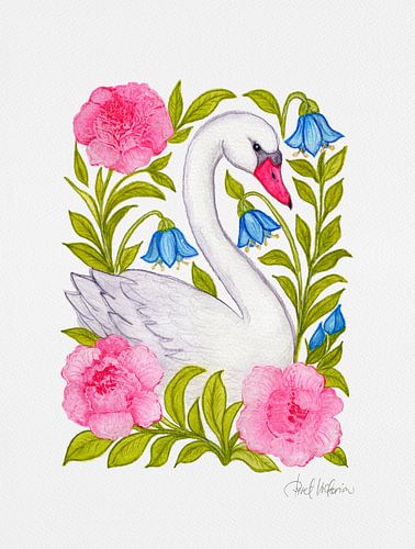 Genade onder bloemen - Origineel aquarelschilderij