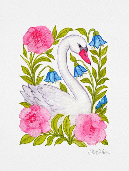 Grace Among Flowers — Original Watercolor Painting by Piret Victoria Ribas Art & Photography