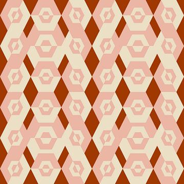 70s retro geometric pattern in gold, pink and white by Dina Dankers