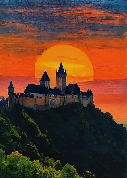 Coucher de soleil sur le château de Karlštejn par MIROKKU