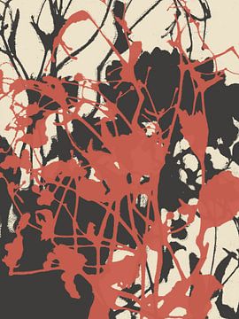 Botanischer Abstrakt. Organische Formen in Terrakotta, schwarz auf weiß. von Dina Dankers