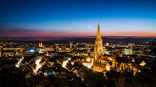Duitsland, Freiburg im Breisgau, Magical blue hour atmoshpere