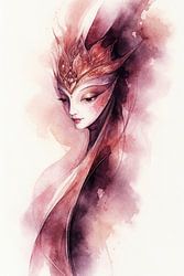 Elegant Wayang portrait (AI) (woman, Indonesia, puppets, chic, elegant, feminine)