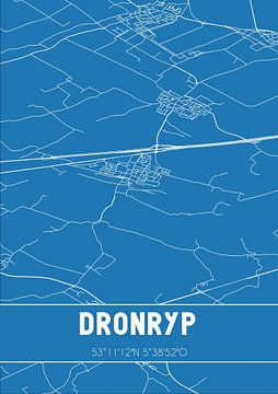 Blauwdruk | Landkaart | Dronryp (Fryslan) van MijnStadsPoster