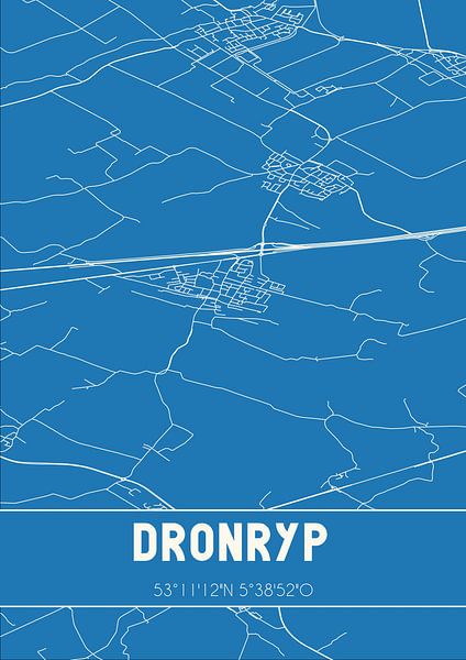 Blueprint | Carte | Dronryp (Fryslan) par Affiches de lieux