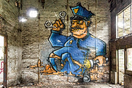 Schraubenwerk Dorn Herne Lost Places – Urbanes Graffiti Wandbild Blau von Dreiling.Art