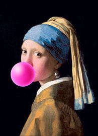 La fille au chewing-gum à la perle. Version recadrée. sur Maarten Knops