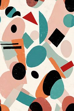 Abstracte geometrische vormen en kleuren schilderij van De Muurdecoratie