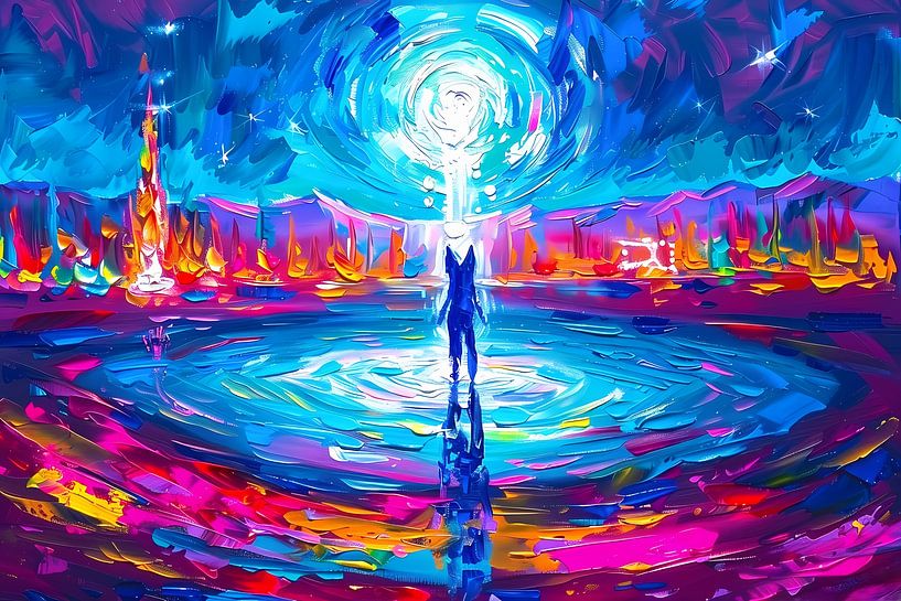 Abstract colour explosion with human figure by Art & Soul Creations