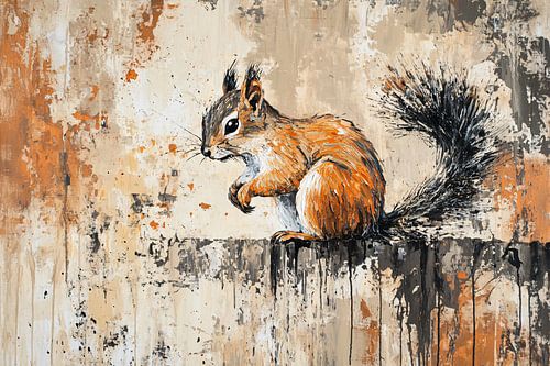 Abstract eekhoorn schilderij
