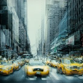 New York Art Yellow Cabs by Gerald Emming