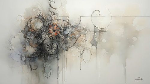 abstract oranje-blauw en roze in zachte kleuren