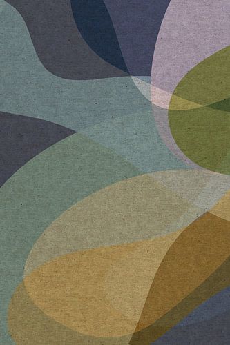 Organische vormen in warme kleuren I. Moderne abstracte retro kunst.