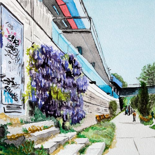Wisteria und Graffiti, Draulände, Villach, Kärnten