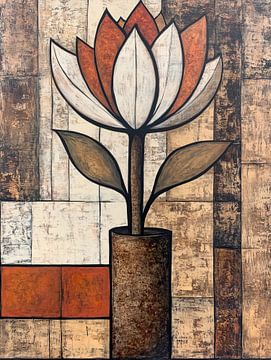 Bloemen Vaas | Witte Bloem van ARTEO Schilderijen