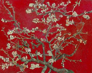 Amandelbloesem van Vincent van Gogh (Donker rood)